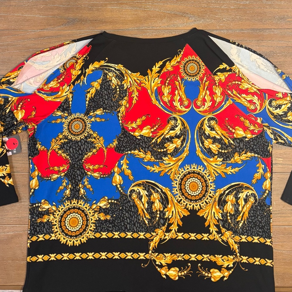 BOLD elements Multicolor Baroque Print Blouse NWT - image 5